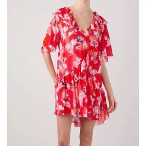 NWT IRO Mixed Red Arama Short Sleeve Dress Size 12